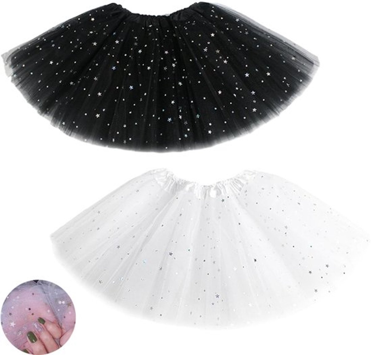 Tutu-rok 3 lagen tule - Gelaagde Rok - Pailletten - Verkleedkostuum - Meisjes 2-8 jaar - Lengte 30 cm - Balletrok