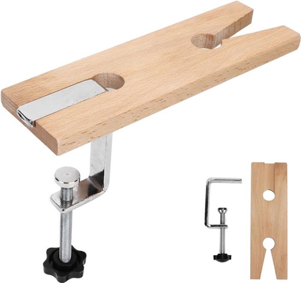 Professionele Houten Bankpin-Klem voor Juweliers - Werkbankgereedschap voor Juwelenbewerking en Creatieve Projecten