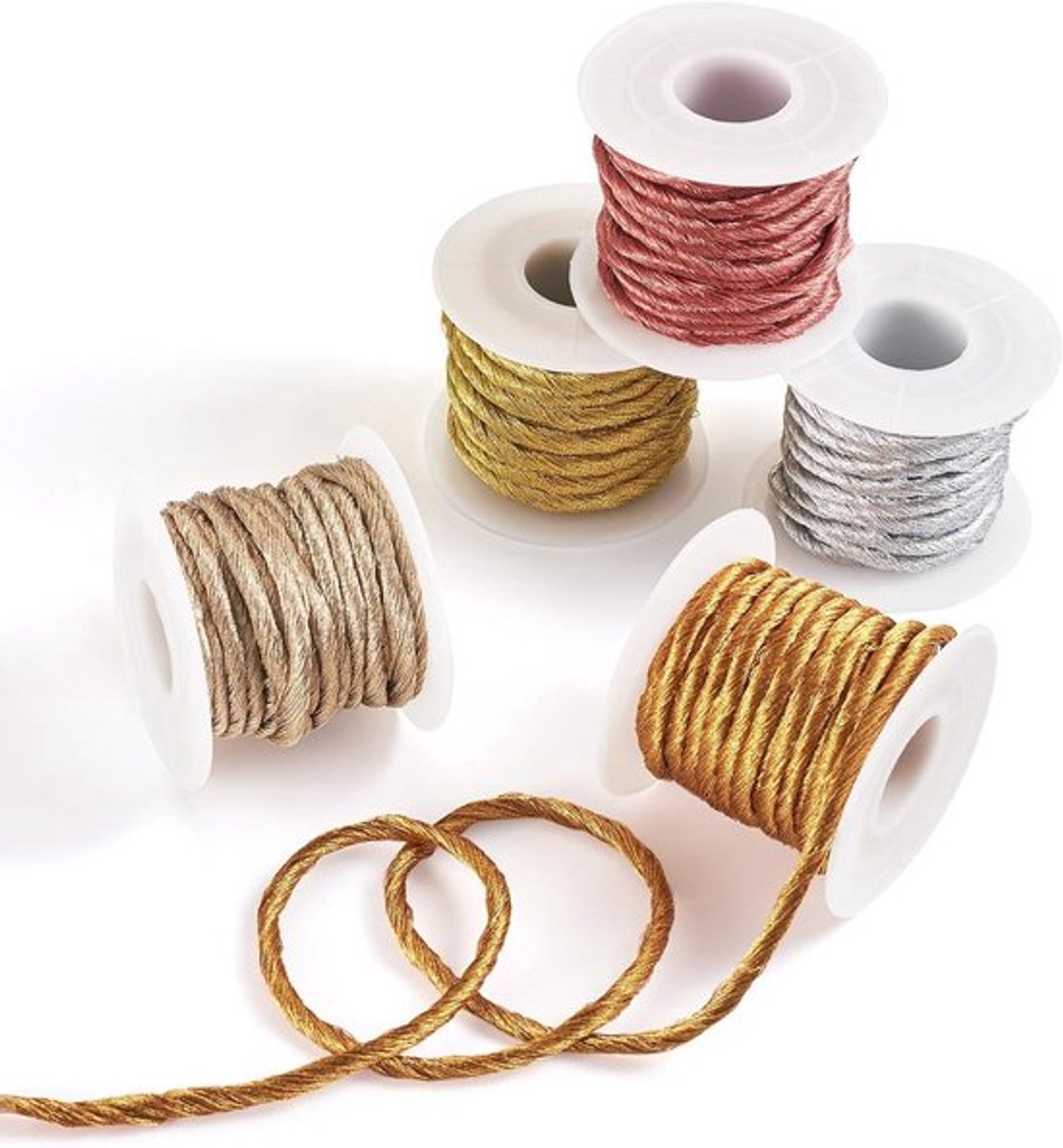 25 yards goudkleurig metallic koord van polyester - 3 mm ronde versieringstouw voor kerstdecoratie, ambachtelijke kaarten en cadeauverpakking
