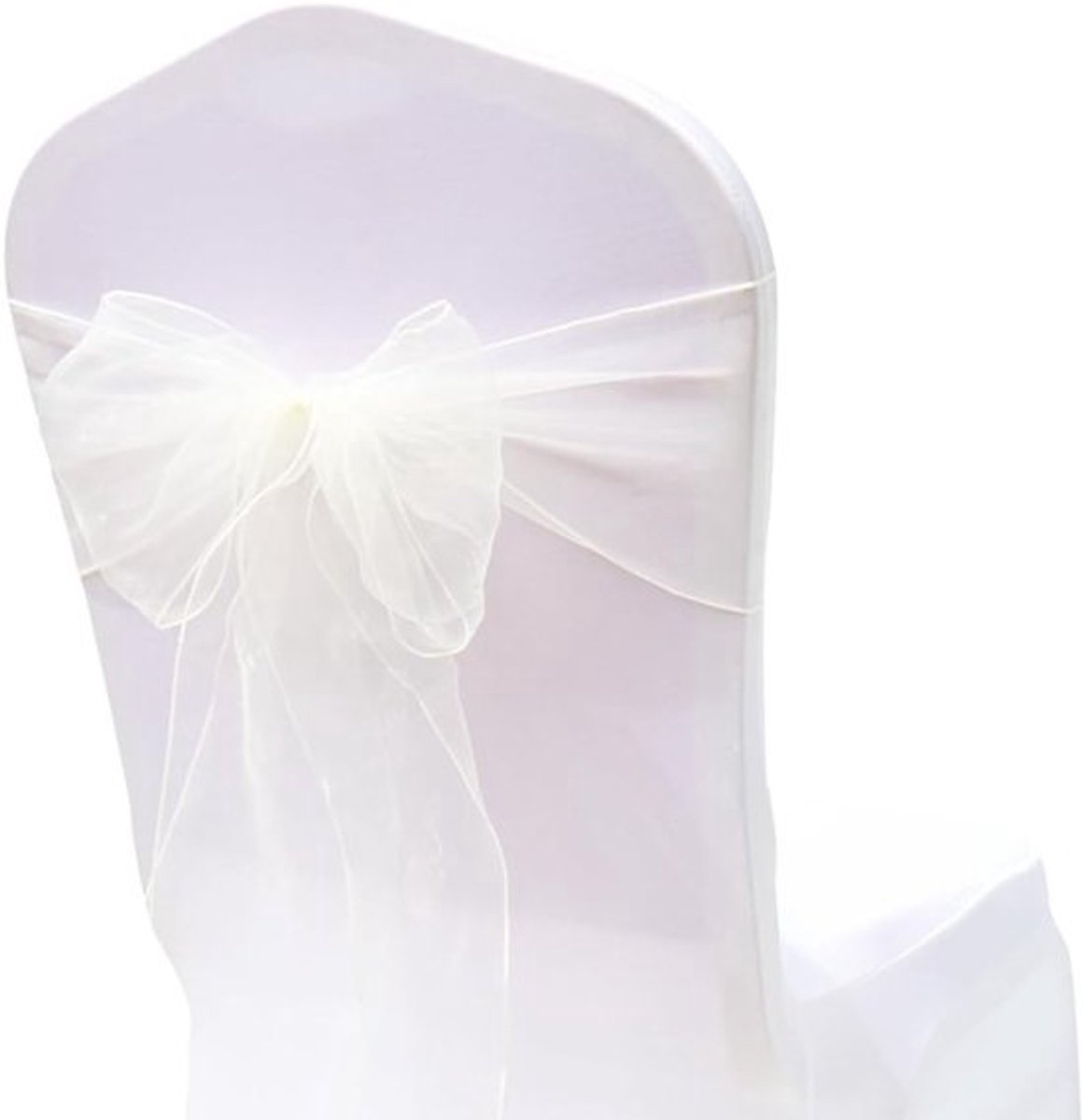 10 Stuks Organza Stoelbogen voor Bruiloften - Tulle Stoelhoezen en Decoratieve Ribbons in Beige voor Feestelijke Versiering
