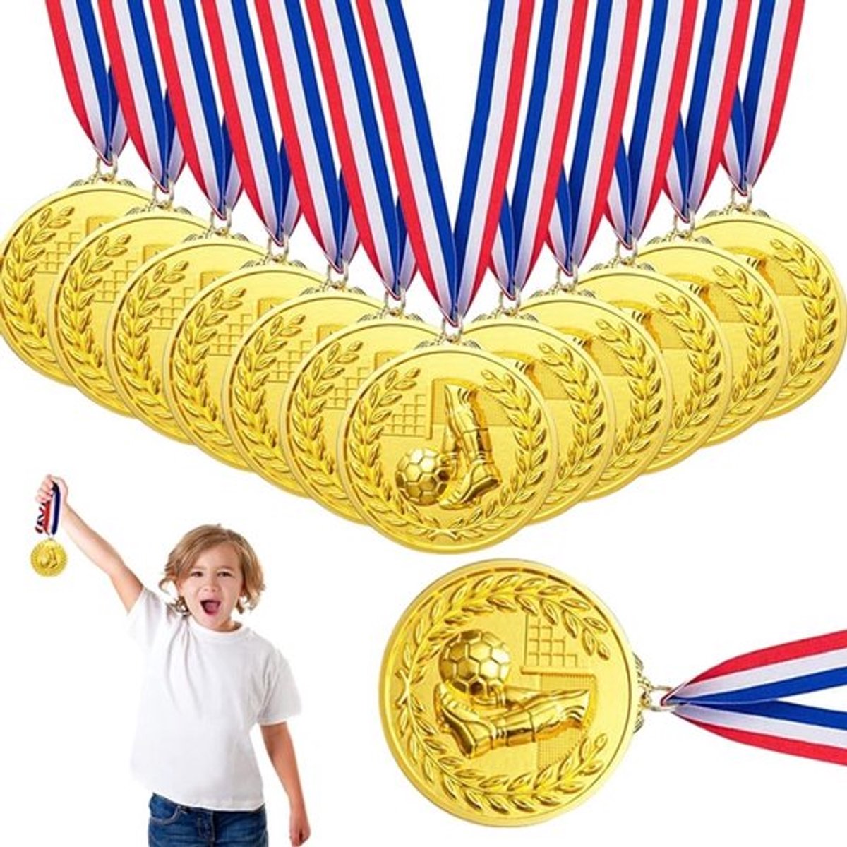 Medaille Set voor Kinderen - Sportmedailles voor Voetbalwedstrijden, Winnaars en Olympische Spelen, 12 Stuks in Diverse Kleuren