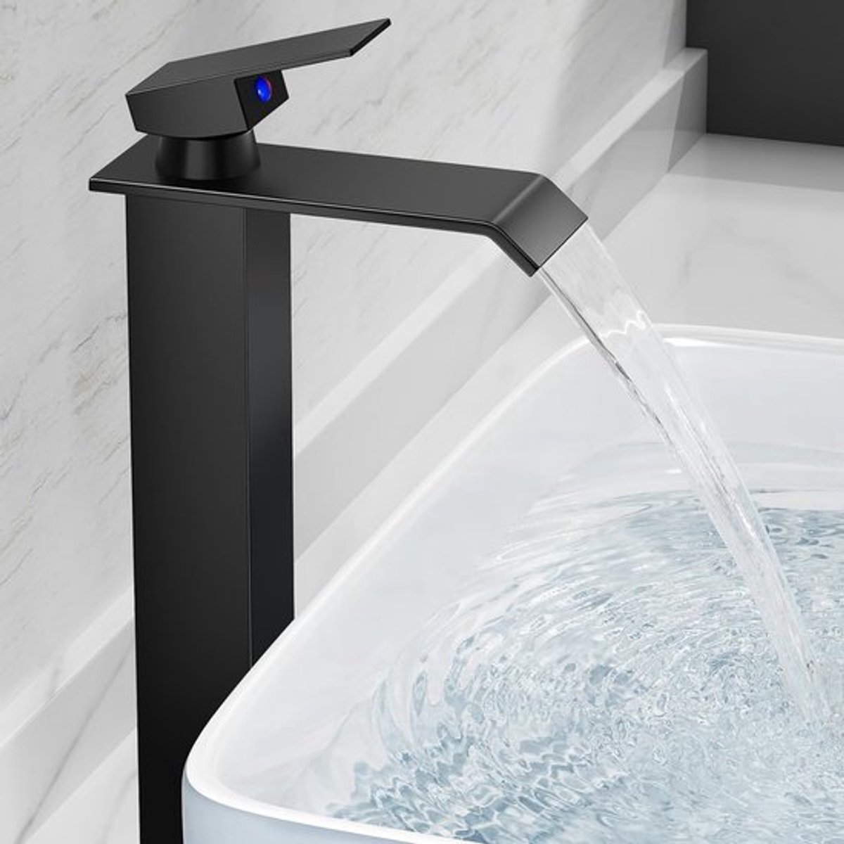 Elegante Mengkraan voor Badkamer met Waterval, Gemaakt van Messing en RVS, Inclusief 60 cm Slang en Chroomafwerking