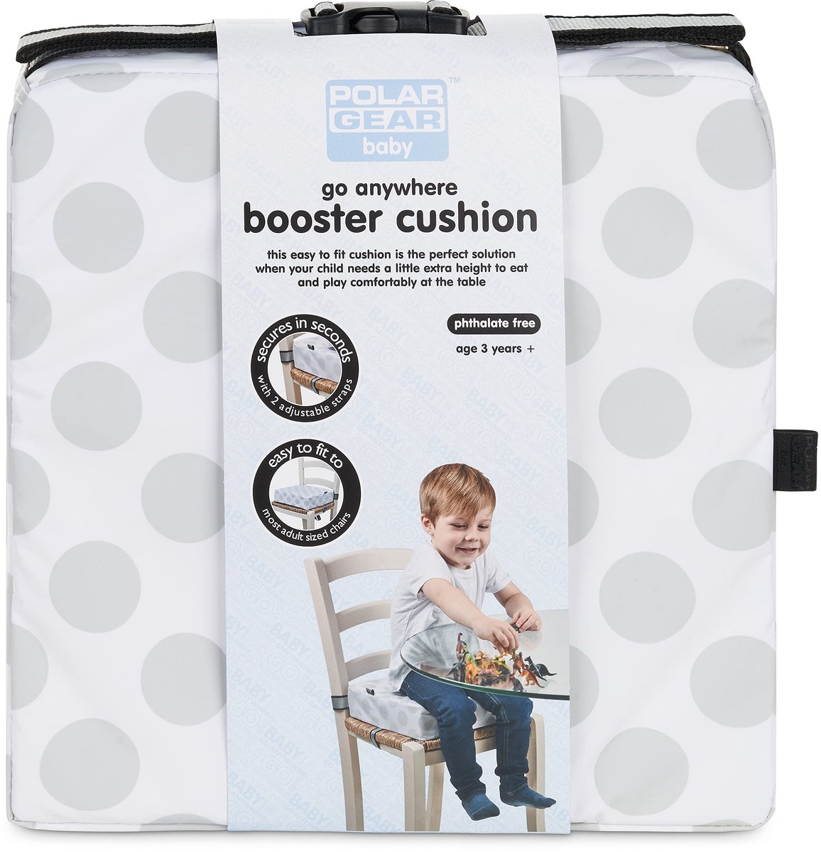 SnelShoppen - Antislip Kinderstoelverhogingskussen - BPA-vrij Synthetisch Materiaal - Met 2 Verstelbare Riemen - 4 Stabiliserende Poten - Wasbaar en H