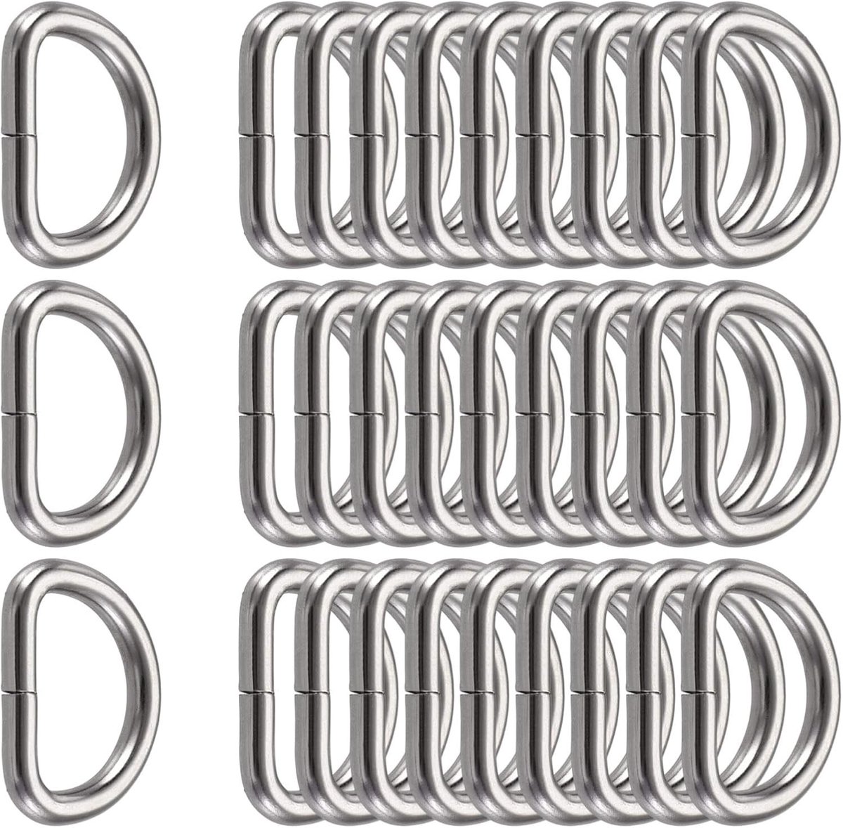 30 Stuks D-Ringen van Metaal, 25MM Zilver, Halve Ronde Gespen, Bevestigingsmaterialen voor Sleutelhangers en Handgemaakte Accessoires