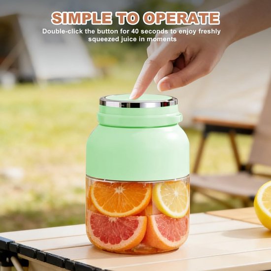 Draagbare Blender - Smoothiemaker Fles - Verse Drankjes Maken - USB Oplaadbaar Lekvrij - 1200 ml Capaciteit - Groen — afbeelding 5