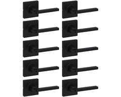 SnelShoppen - Kwikset Casey Interieur Privacy Deurgreep met Slot - 10 Stuks - Deurhendel voor Badkamer en Slaapkamer - Matzwart - Omkeerbaar Sleutello