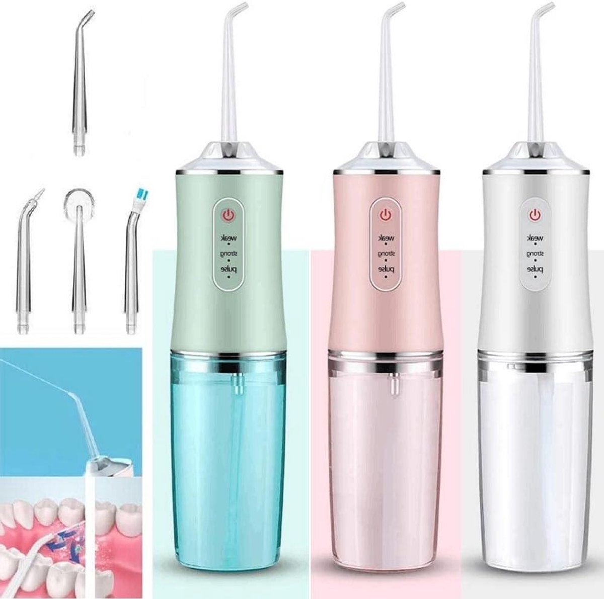 Elektrische Monddouche - Water Flosser - Tanden Reinigen - 3 Drukstanden - 220ml Tank - Groen