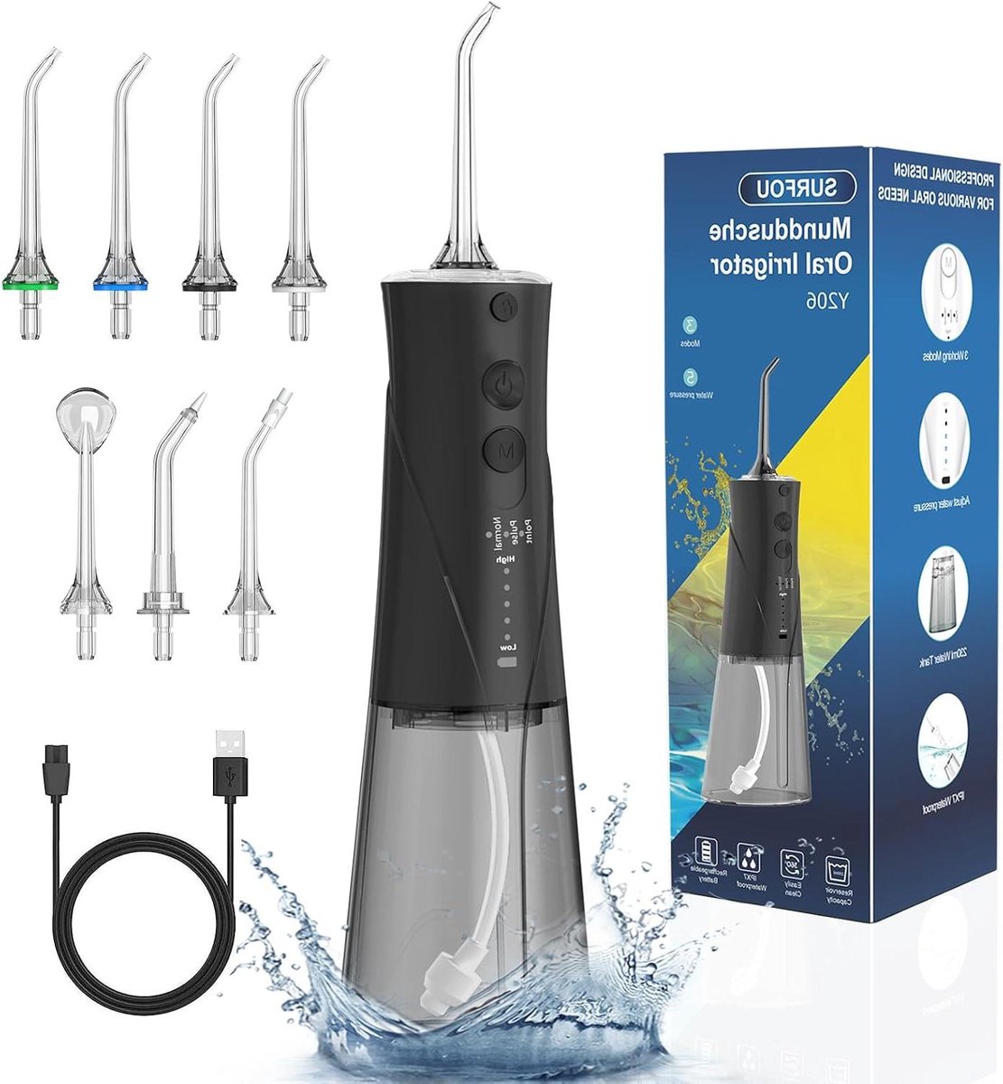 Draadloze Monddouche - Elektrische Flosser - Tanden Reinigen - 3 Reinigingsmodi - 300 ml Reservoir - Wit