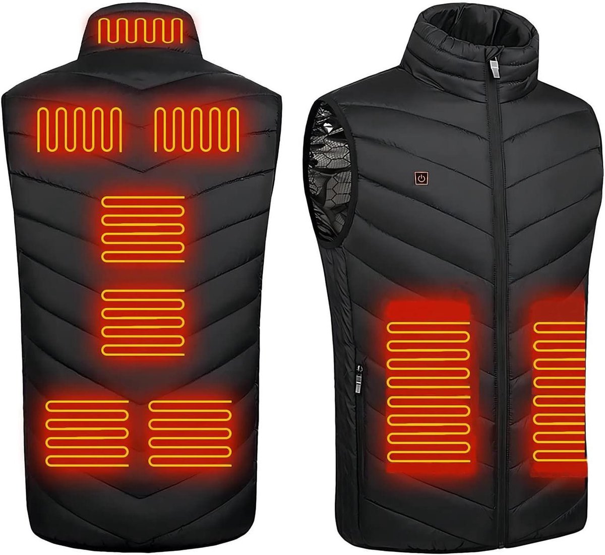 Verwarmd Vest - Elektrische Kleding - Buitenactiviteiten Warm - 9 Verwarmingszones - 3 Temperatuurstanden - Zwart
