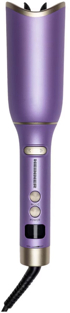 Heinner Automatische Krultang – 25 W – Digitaal Display – Keramische Krulcilinder van 25 mm – 6 Temperatuurstanden van 130 tot 230 °C – Instelbare Timer – Links- en Rechtsdraaiend – Paars