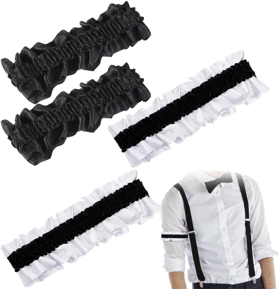 Elastische antislip mouwhouders voor vaste mouwen - 4 stuks kostuumaccessoires voor heren en dames