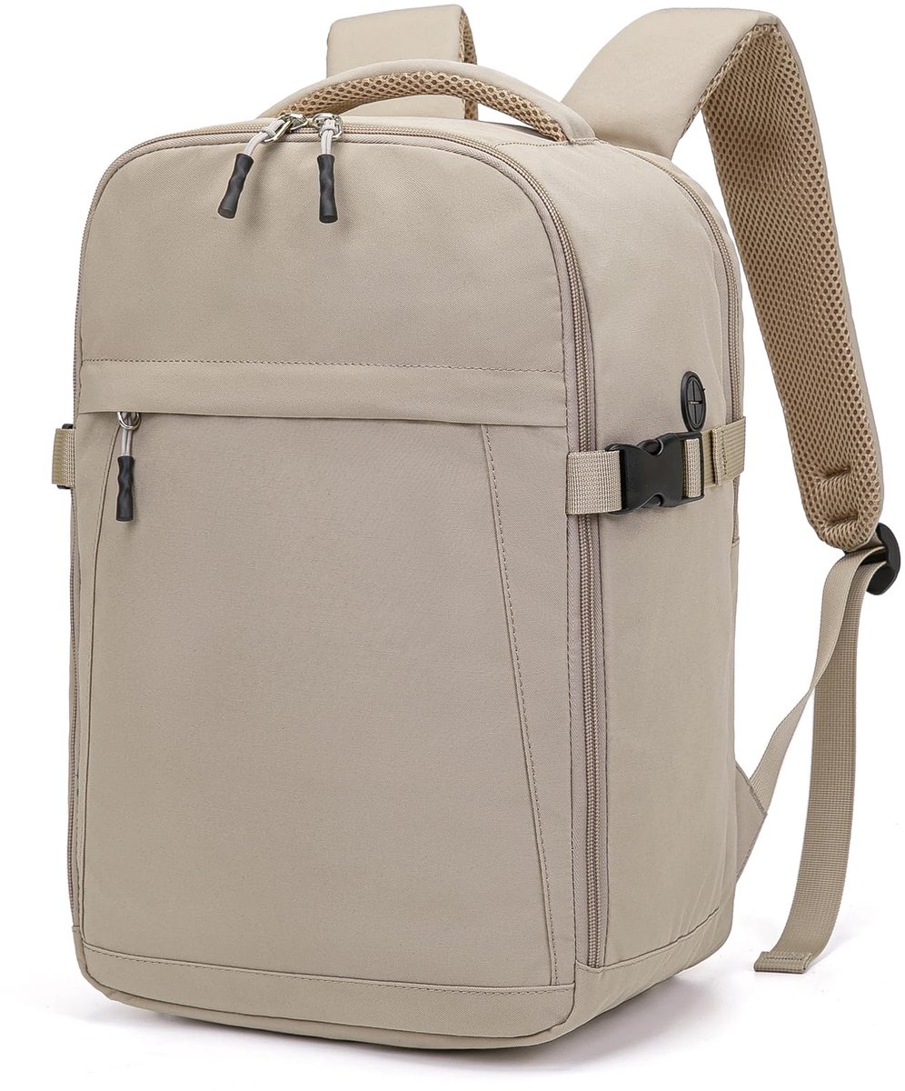 SnelShoppen - Reisrugzak 40x30x20cm Handbagage Licht Kaki voor Heren en Dames - Ideaal voor Reizen, Weekendjes Weg, Camping en Dagtochten
