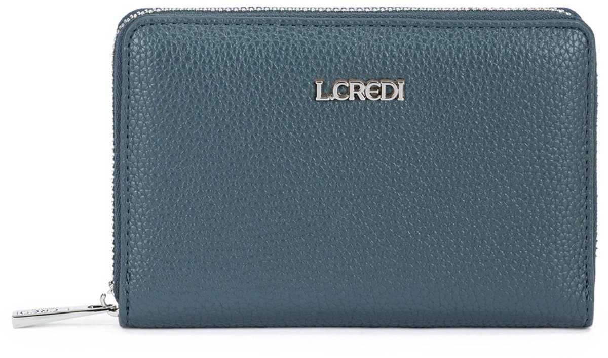 L.CREDI portemonnee Perla Zip Around Wallet Night Sea blauwgrijs