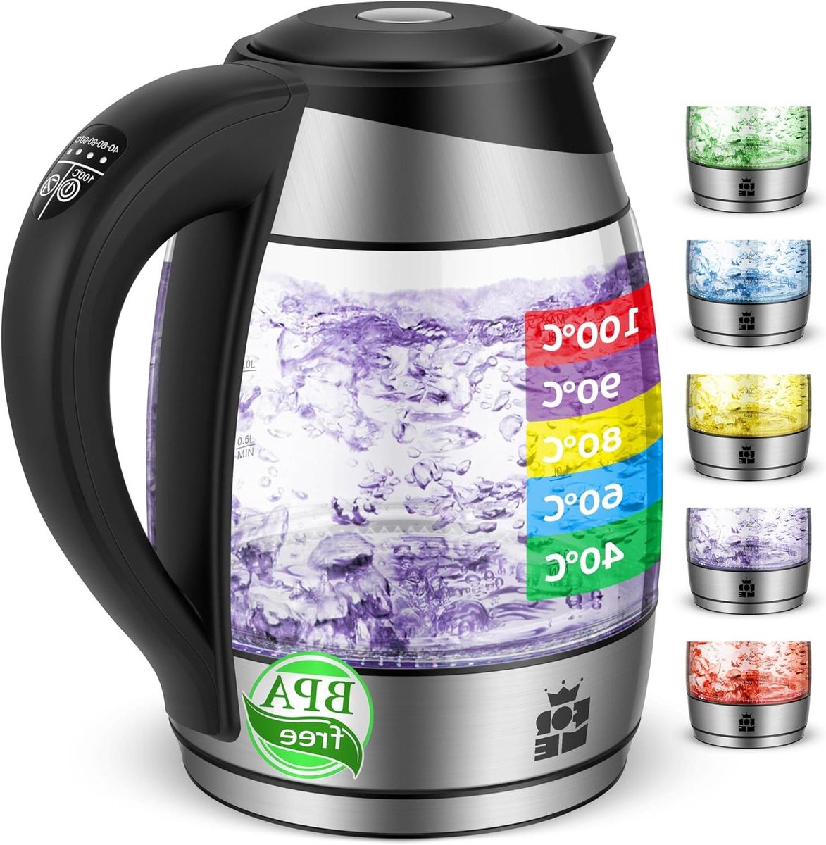 Elektrische Waterkoker - Glas Koker - Thee Zetten - Instelbare Temperatuur - 18 Liter - Zwart