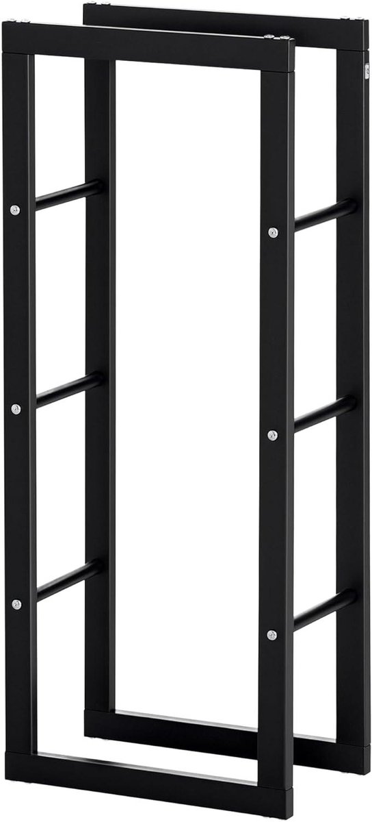 Brandhoutrek - Haardhouthouder - Opslag Haardhout - Stabiel Stalen Frame - 40 x 25 x 100 cm - Zwart