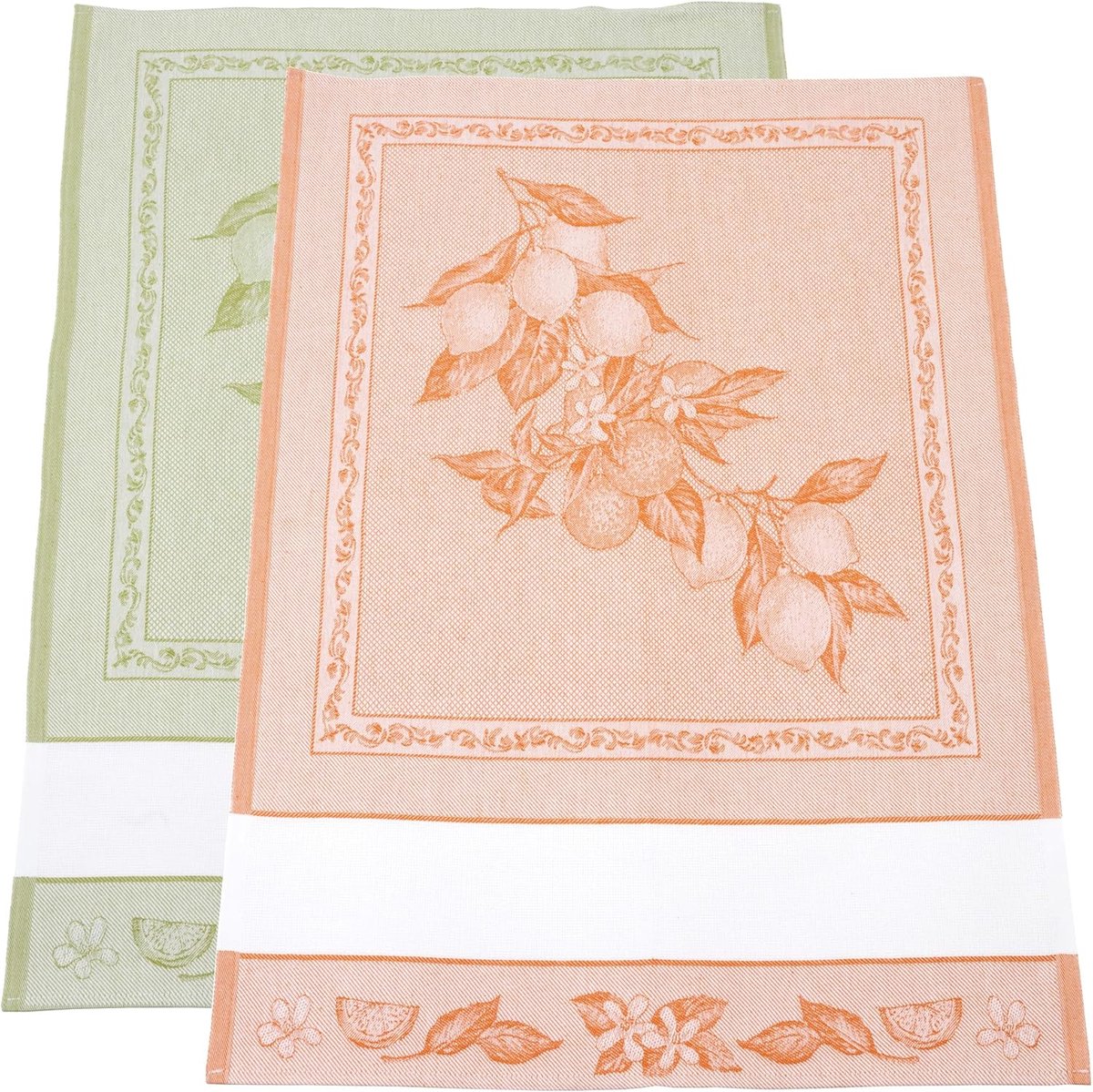 SnelShoppen - Set van 2 theedoeken jacquard met Aida-inzetstuk, 55 borduurhaken, ideaal voor servies drogen, gemaakt in Italië, design citroenen, kleu