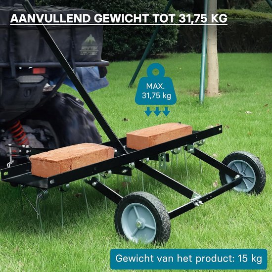 Verticuteerder voor zitmaaier - Mosverwijderaar gazon - Gazononderhoud verbeteren - Werkbreedte 100 cm - 20 stalen veren - Zwart — afbeelding 3