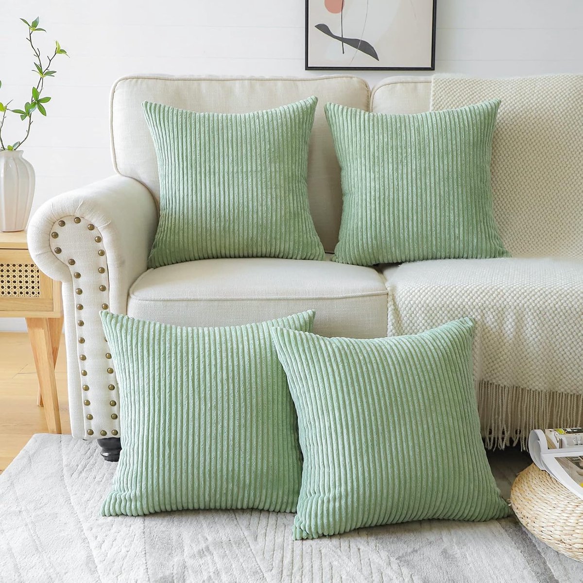 SnelShoppen - Set van 4 Corduroy Kussenslopen 45x45 cm, Zachte Decoratieve Kussenhoezen voor Bank en Slaapkamer, Sierkussenhoezen voor Woonkamer en Tu