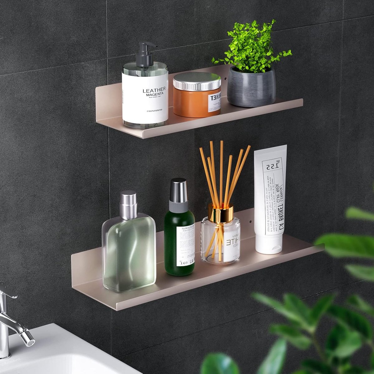 Shower Shelf, No Drilling Rack, 2 Pieces, Shower Shelf, Bathroom Shelf, Aluminium Wall Shelf, Self-Adhesive, Bathroom - ShopVlot