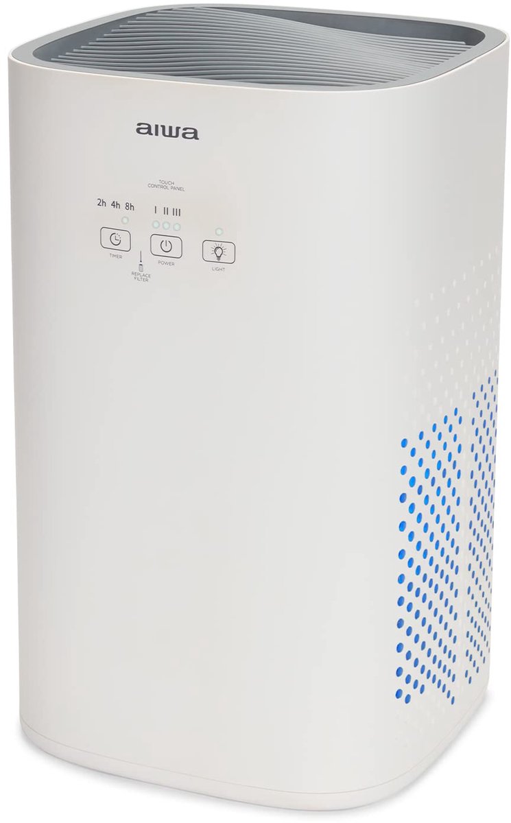 SnelShoppen - AIWA PA-100 Luchtreiniger met Ionisator, Compact Design, 3 Snelheden, Filter, Timerfunctie, Geschikt voor Thuis, Kantoor, en Auto
