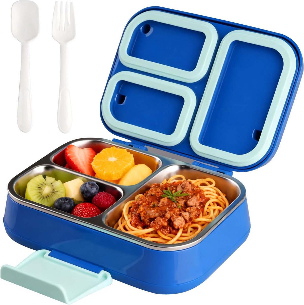 Stainless Steel Bread Box, Thermal Lunch Box, Lunch Box with Three Compartments, Bento Box, Dishwasher Safe, Thermal - ShopVlot