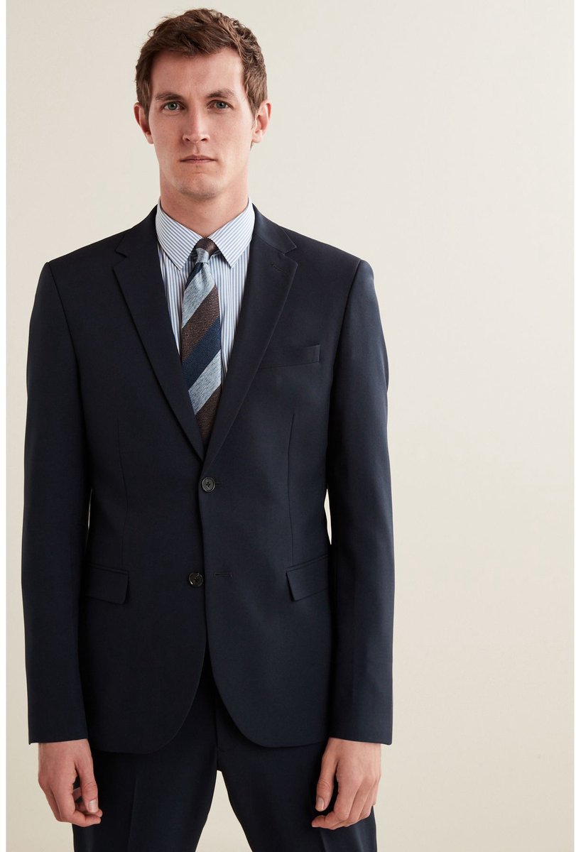Next - Heren - Normale Pasvorm - Must-have kostuum: colbert - Short - Blauw