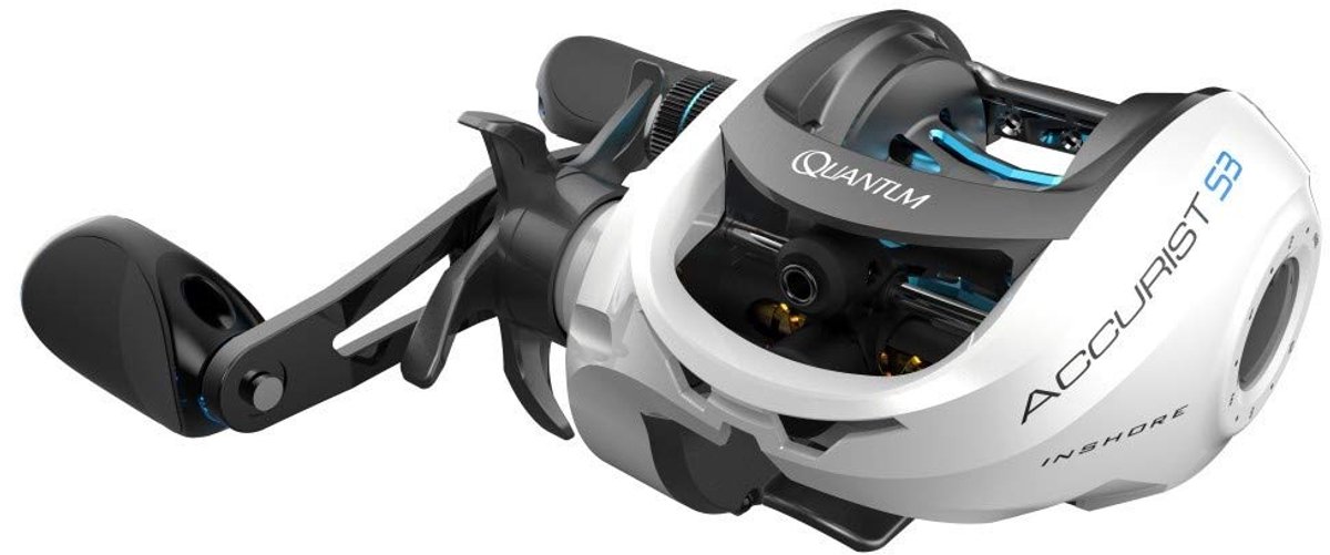 SnelShoppen - Quantum Accurist Inshore Baitcast Vismolen 100 - Rechterhand Ophalen - 7.0:1 Overbrengingsverhouding - Wit - Voor Zoet- en Zoutwater Vis