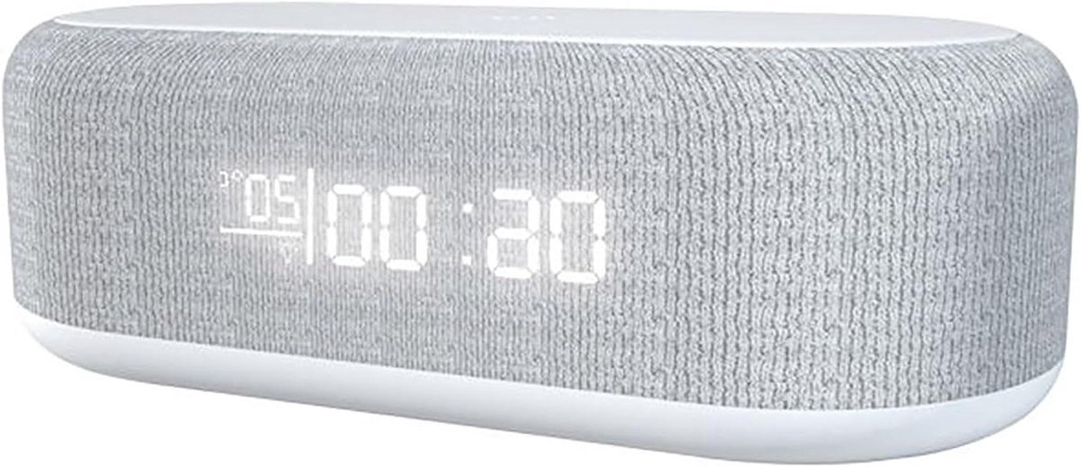 Led Wekkerradio - Digitale Klok - Nachtkastje Organizer - Draadloos Opladen - 12x5 cm - Grijs