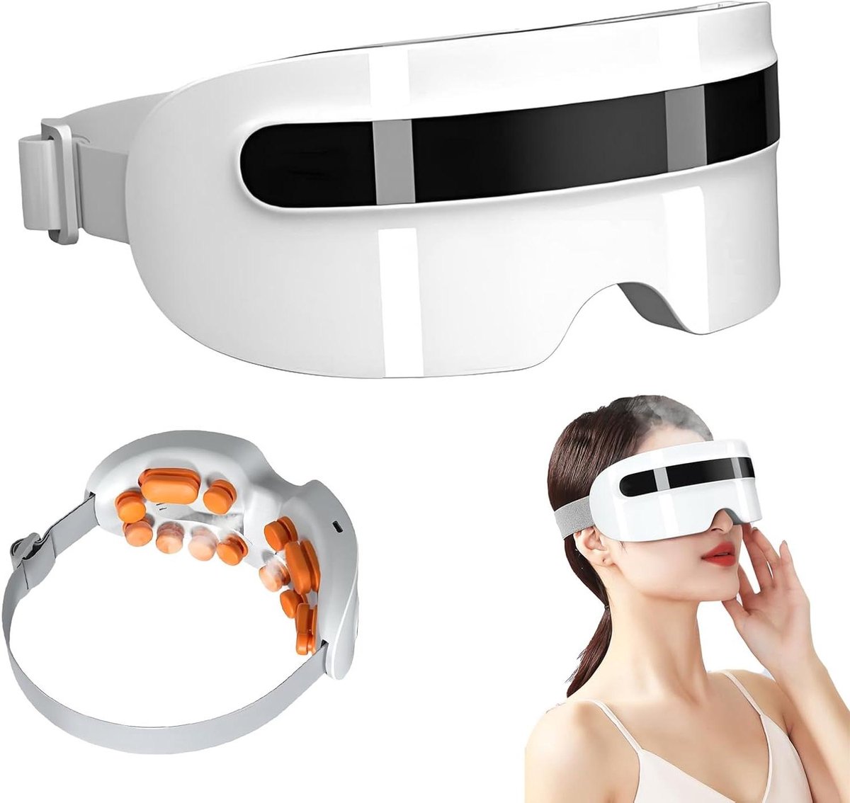 Oog Massager - Verwarmend Masker - Oogvermoeidheid Verlichten - Nano Stoom Functie - 10 Min Timer - Wit