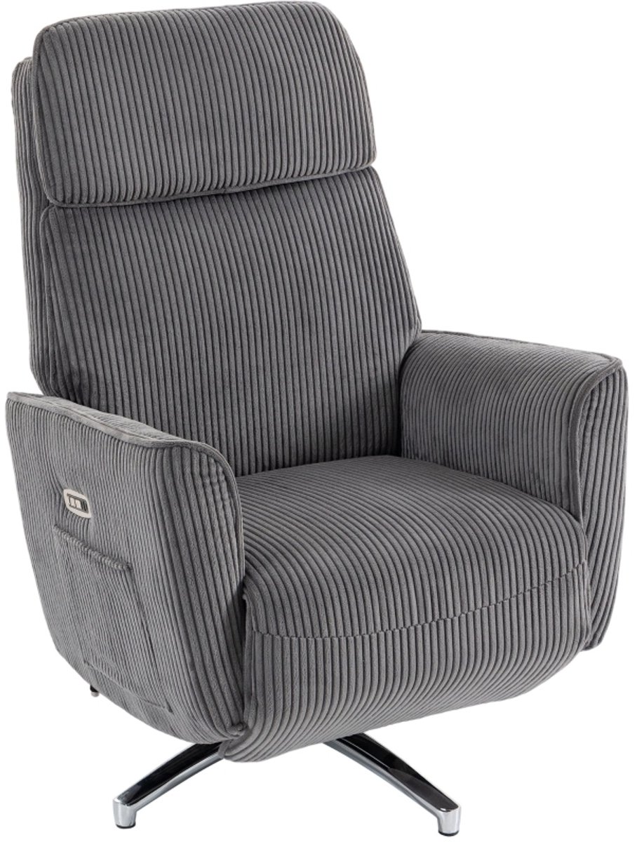 HAUSS SPOLE Relaxfauteuil - Elektrisch Verstelbaar Met 2 Motoren En 360 Graden Draaibaar - Voor Tv En Lounge - Stof Donkergrijs