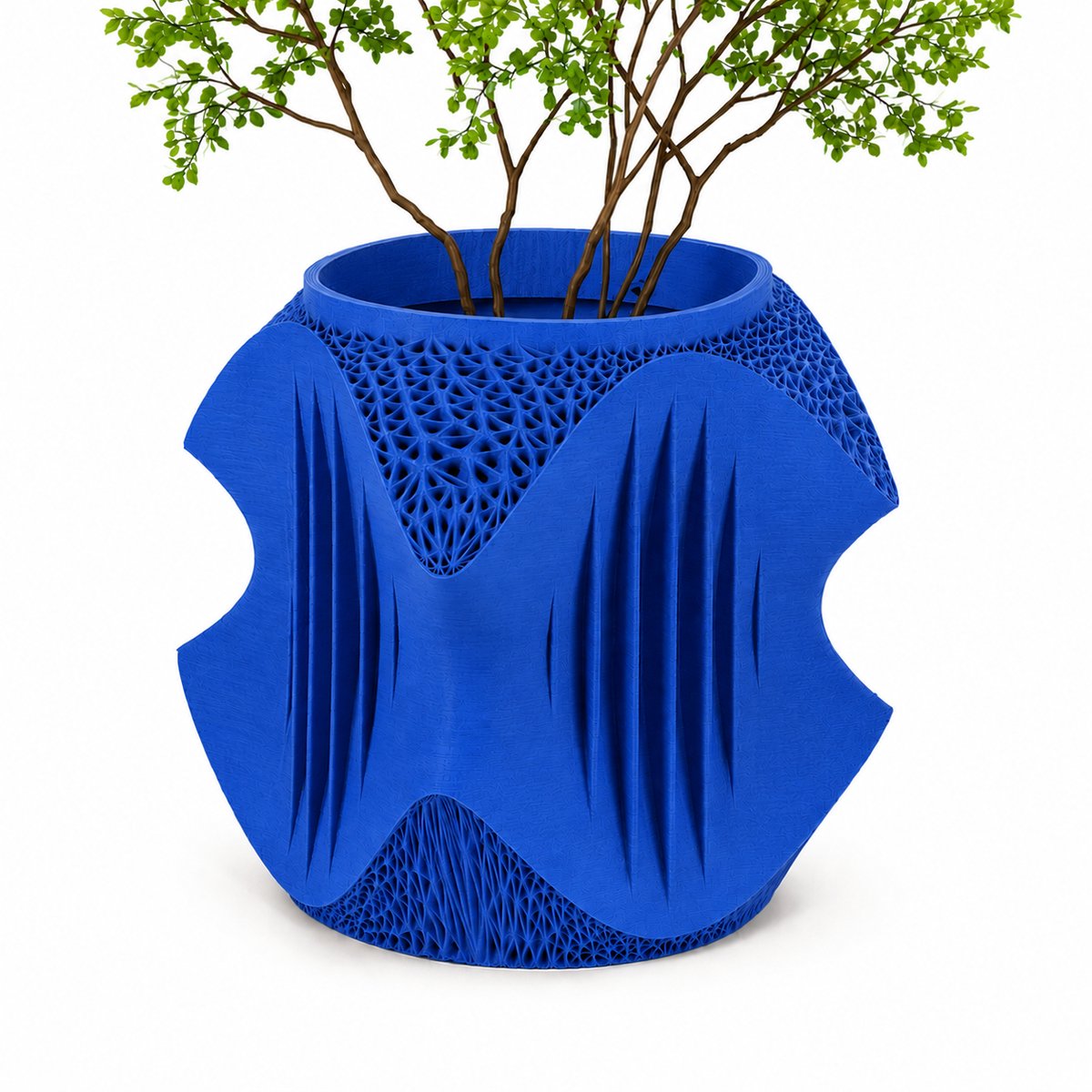 Vaso Siena Design Bloempot - Design Plantenpot - 21 x 21 x 23,4 cm - Koningsblauw - Luxe Organische Bloempot - Moderne Bloempot Binnen - Grote Plantenpot - Scandinavisch Design - Japandi Woondecoratie