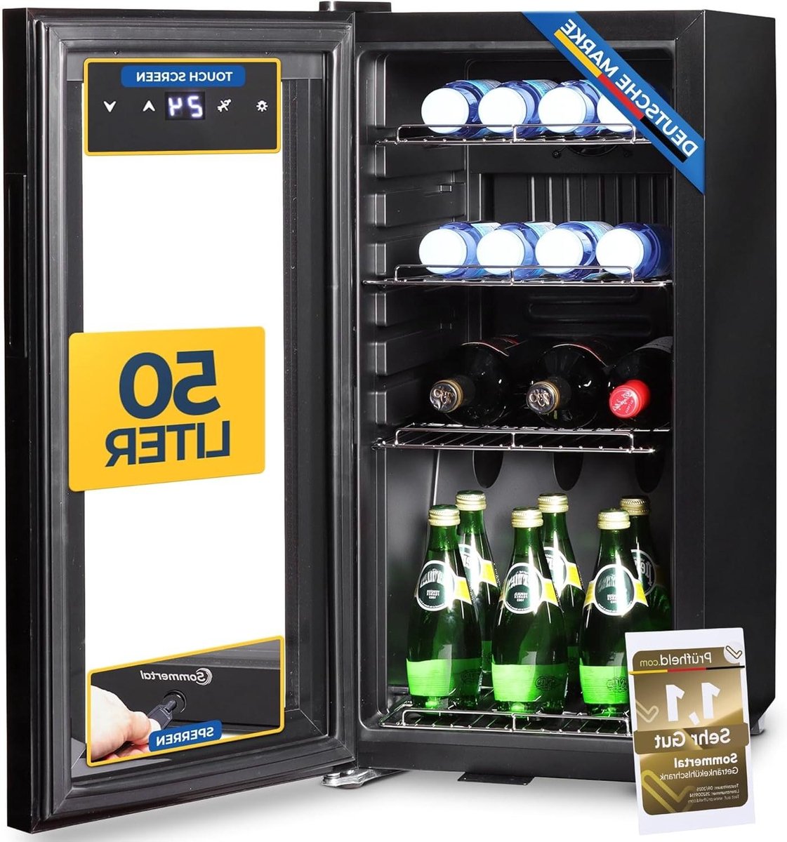 Drankenkoeler - Kleine koelkast - Dranken koelen - Stille werking - 50 liter - Zwart