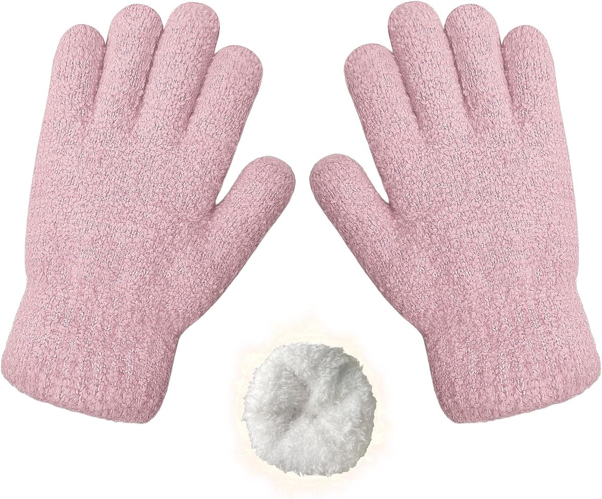 SnelShoppen - Kinderen Handschoenen Fleece Thermo Gebreid, Warme Wollige Handschoenen voor Jongens en Meisjes, Perfect voor Verjaardag en Kerstmis
