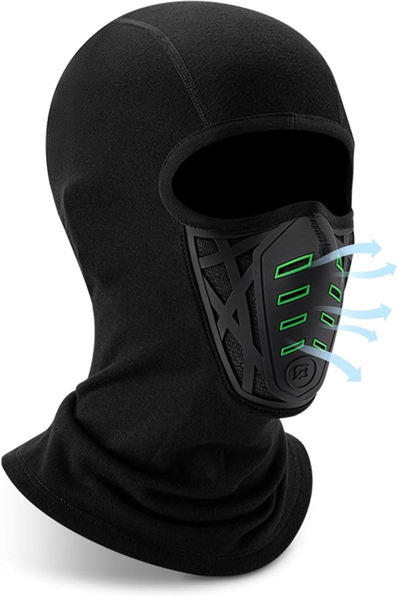 Bivakmuts Gezichtsmasker - Winter Kap - Buitensporten Bescherming - Ademend Materiaal - One Size - Zwart