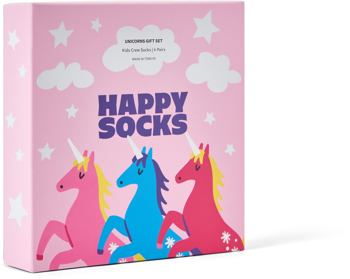 Happy Socks - Kids 4-Pack Unicorns Socks Gift Set - Unisex - Sokken 2-3jaar