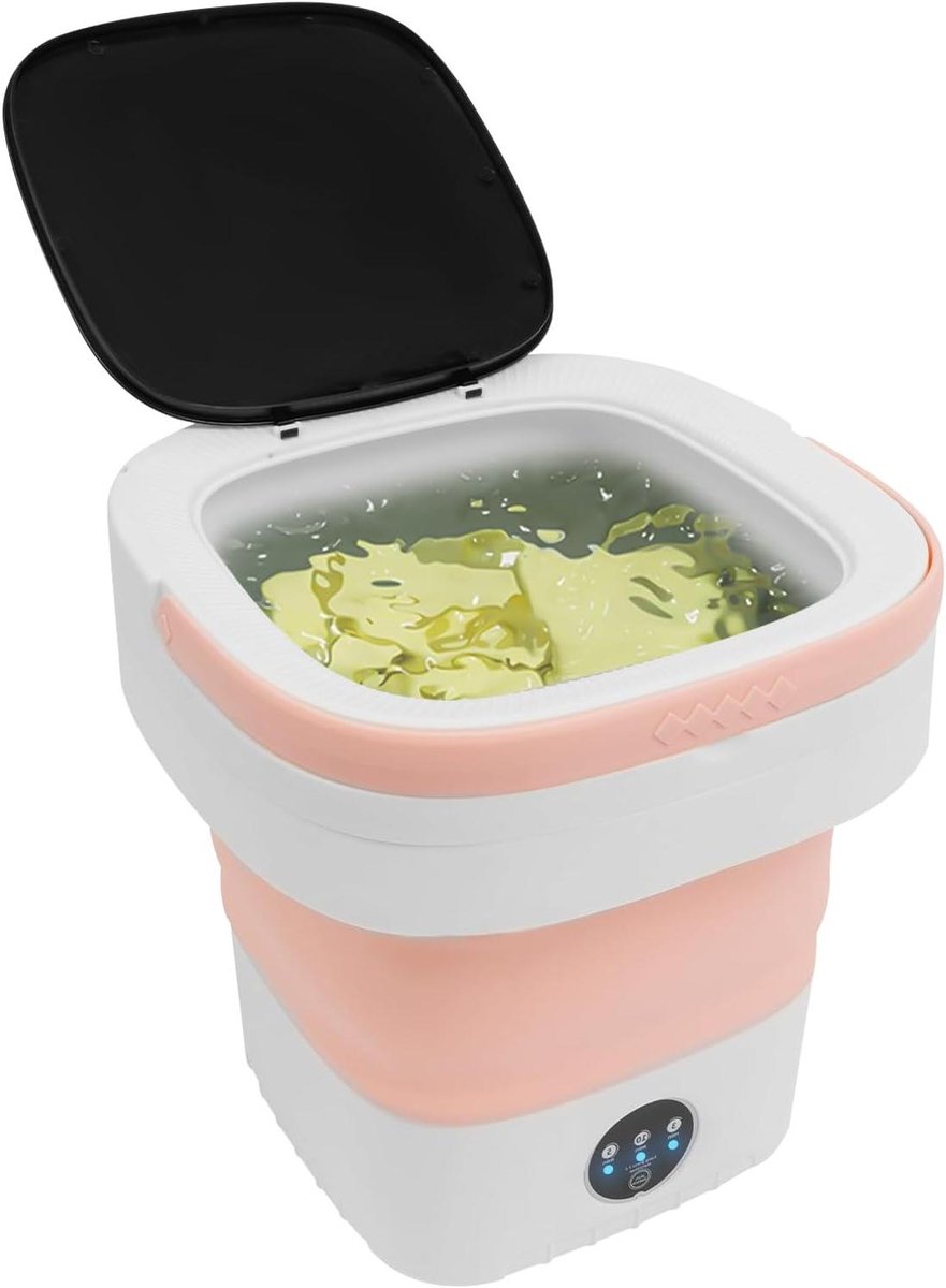 Mini Wasmachine Opvouwbaar Draagbaar Kleine Was Zachte Reiniging 12 Liter Roze