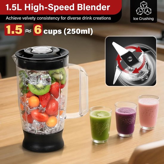 Keukenmachine - Foodprocessor Mixer - Koken en Bakken - 11-in-1 Functionaliteit - 32 Liter Kom - Zilver — afbeelding 5
