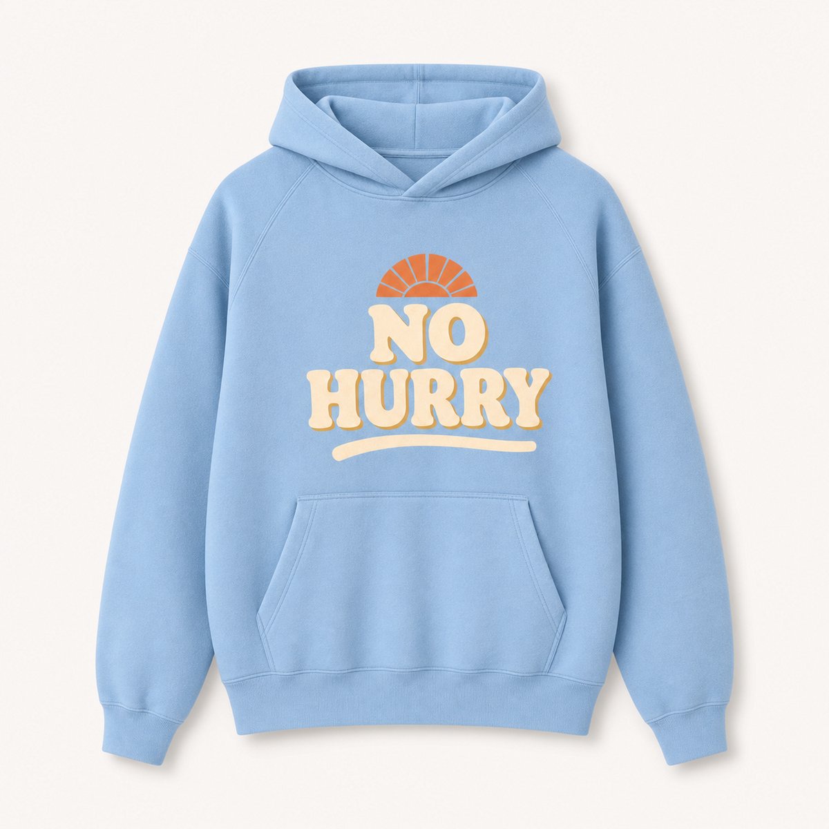 Trui Dames - Hoodie Dames - Blauw - Sweatshirt met Capuchon - No Hurry Print - Maat S