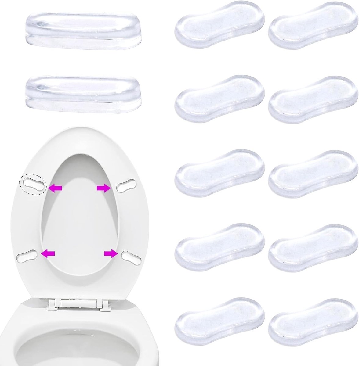 Rubberen toiletbrilbuffers, antislip en stille pads voor toiletdeksels, reserveonderdelen voor thuis en kantoor, 2 sets