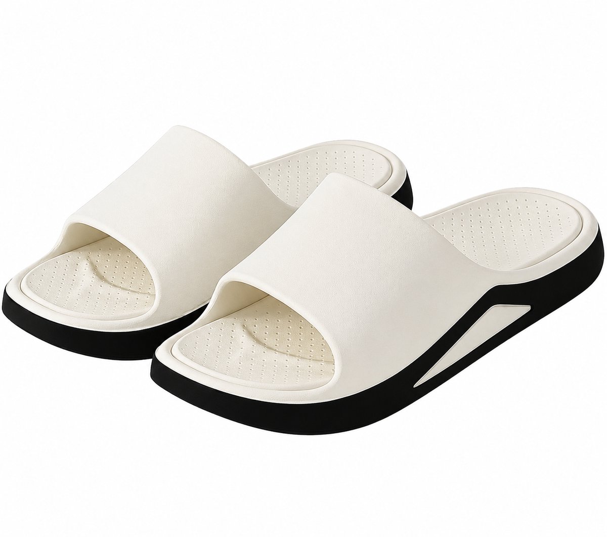 Witte badslippers heren en dames instap slippers EVA antislip open teen dik zool lichtgewicht douche slippers strand slippers geschikt voor binnen en buiten maat 45