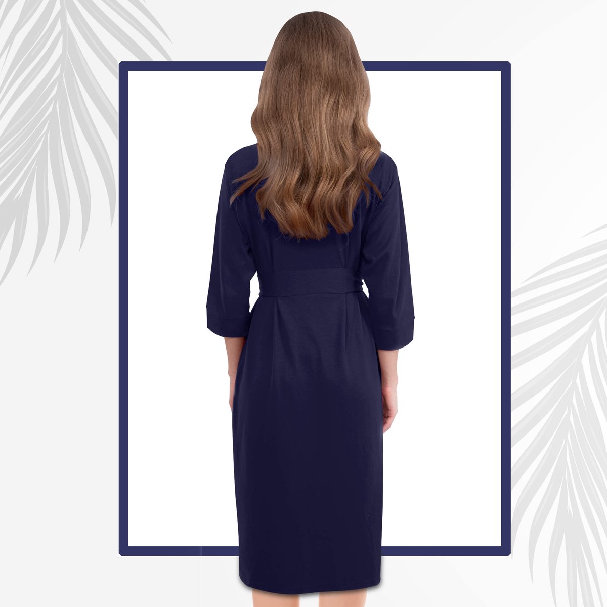 SnelShoppen - Luxueuze Dames Ochtendjas | Superzachte Katoenen Gebreide Badjas | Lichtgewicht Badjas voor Lounge Wear en Nachtkleding in Marine Blauw