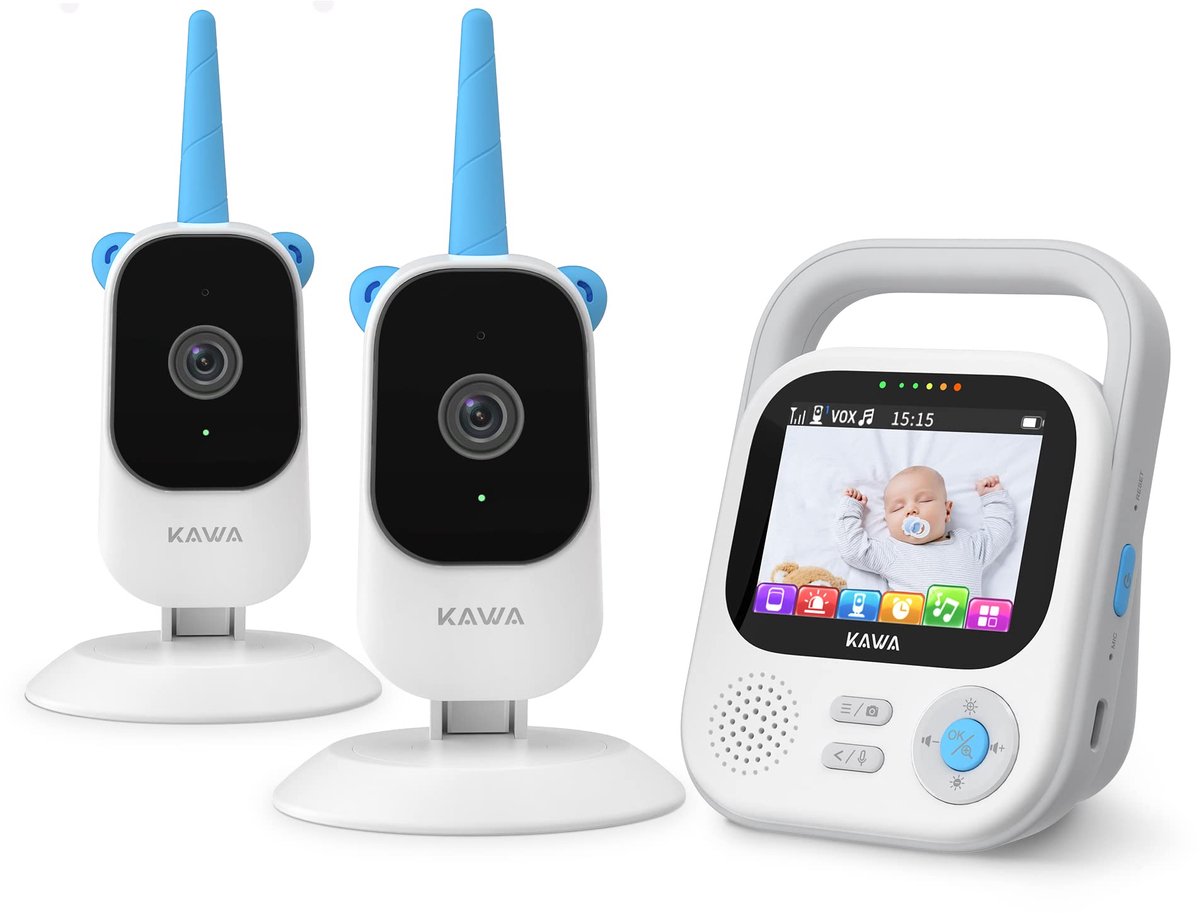 SnelShoppen - Baby Monitor met 2 Camera's, Video Baby Monitor met Nachtsicht, 2.8” Scherm, 5050mAh Batterij met Video Opname, Tweezijdige Gesprek, 4X