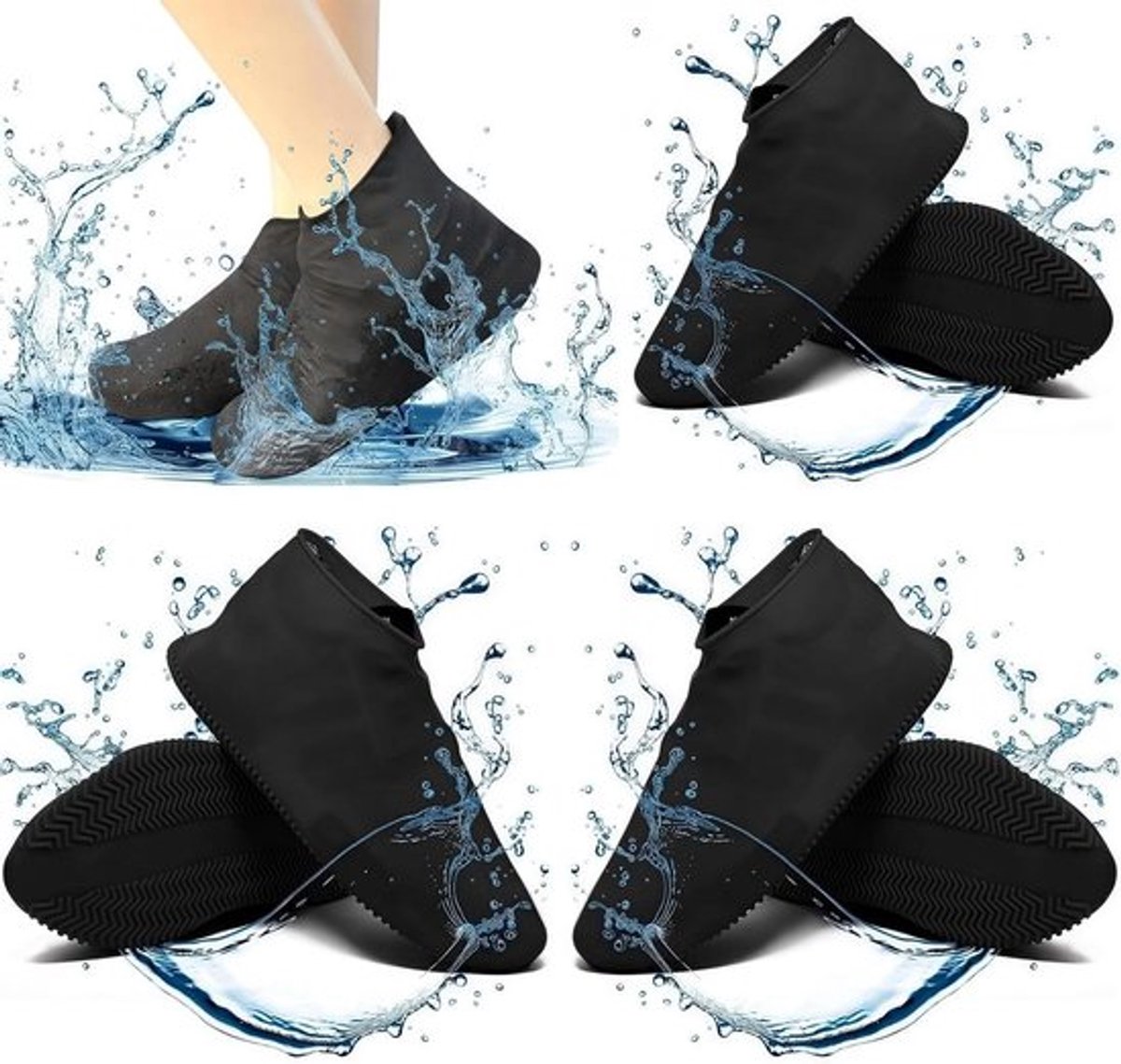 3 paar waterdichte schoenovertrekken voor mannen en vrouwen - antislip en herbruikbaar - trekbescherming - voor regen, sneeuw en woestijnstrand - maat 38-46