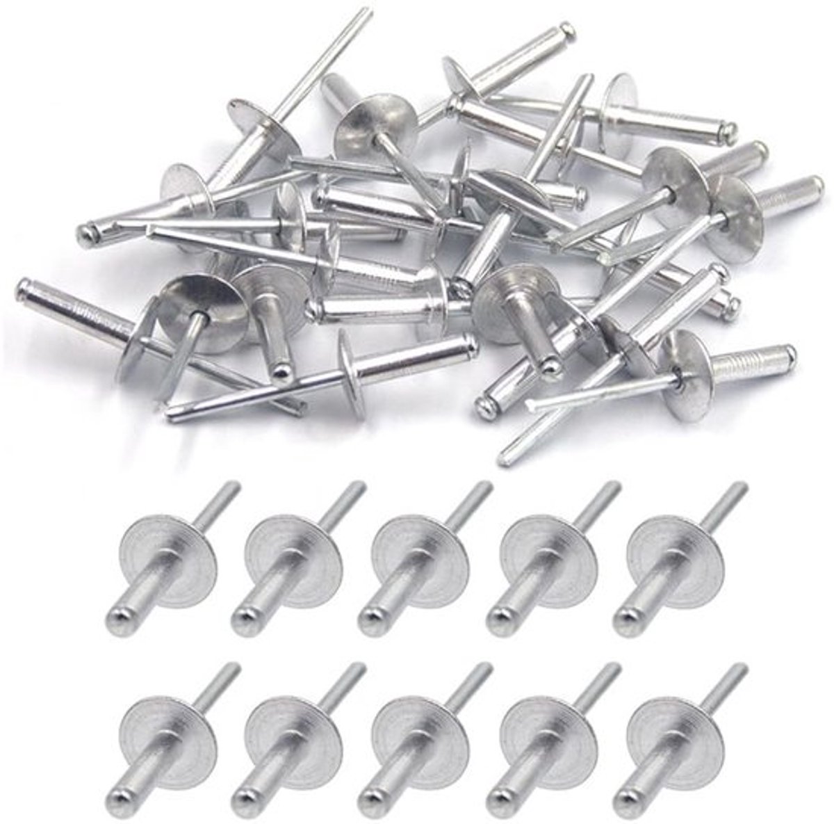 Set van 100 Aluminium Blindklinknagels met Grote Flens