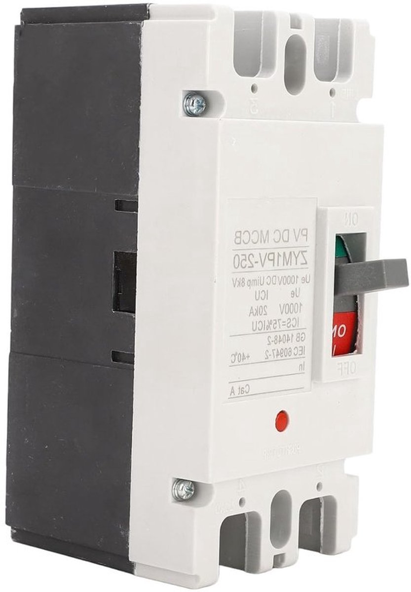 DC-schakelbeveiliging 200A 1000V - MCCB Zonne-energie Batterij Schakelaar met Hoge Spanning, Kortsluiting en Overbelastingsbescherming voor Zonne-energiesystemen