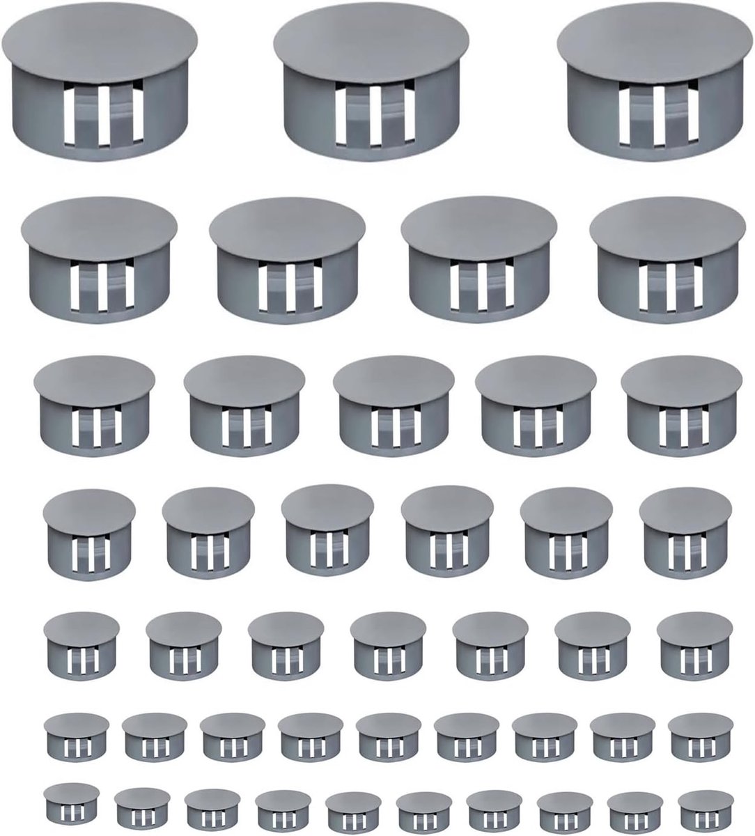 Set van 170 Stuks Grijze Afdekdoppen van 5-25mm voor Meubels | Gaatjesdoppen in 7 Maten voor Kasten, Lades, Boekenkasten en Doe-Het-Zelf Reparaties