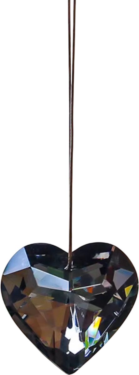 45 mm Hartvormig Kristallen Prisma Hanger – Zonnevanger, Regenboogmaker, Kristallen Windgong, Raamhanger, Suncatcher, Glas Prisma voor Knutselen & Woondecoratie - Zwart