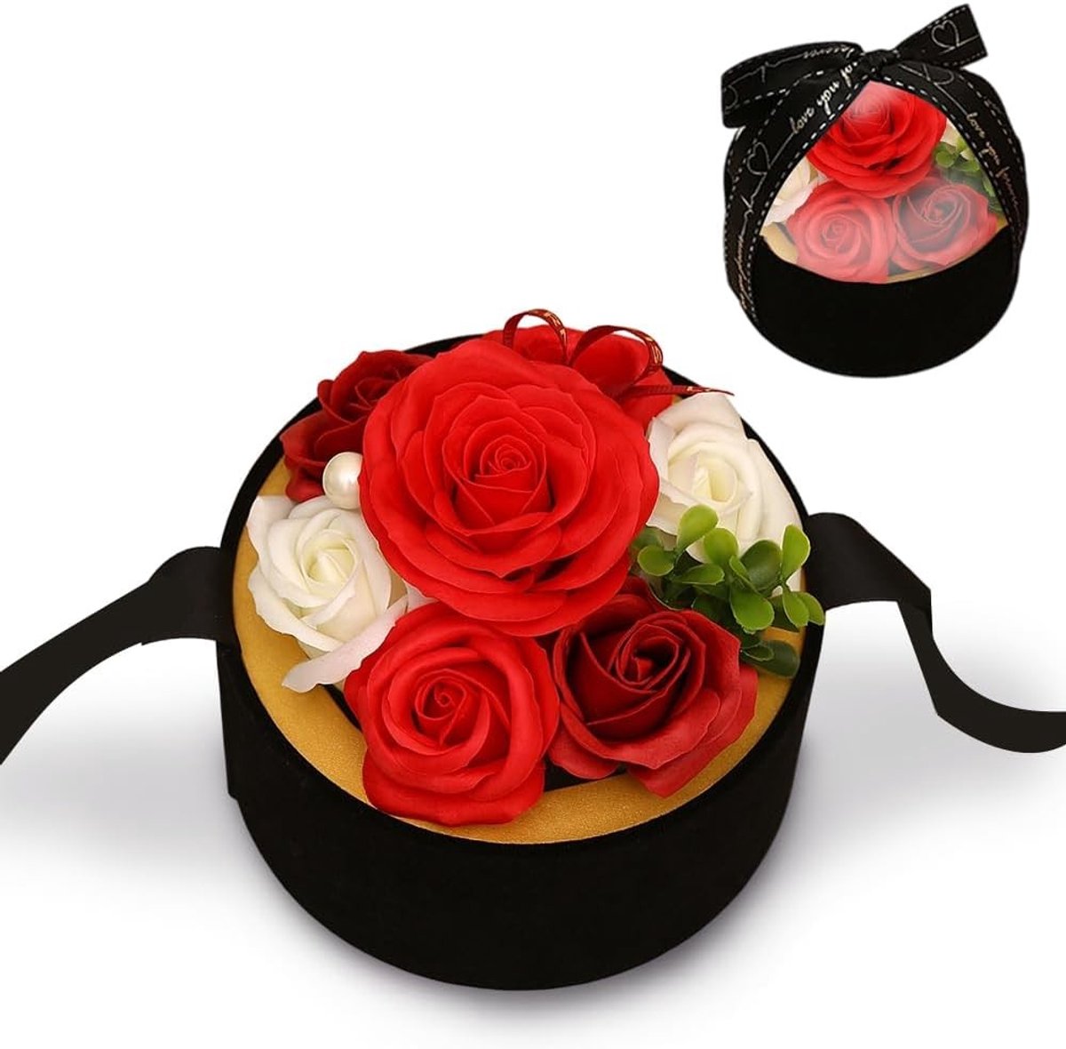 Handgemaakt Zeepbloemen Boeket in Ronde Doos, Duurzame Rozen voor Moeder, Vriendin of Verjaardag, Perfect voor Valentijnsdag, Jubileum en Kerstmis