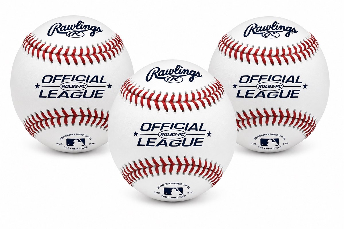Rawlings - MLB - ROLB2-PC - Honkbal - Official Size - U12 - 9 inch - Wit - 3 Stuks
