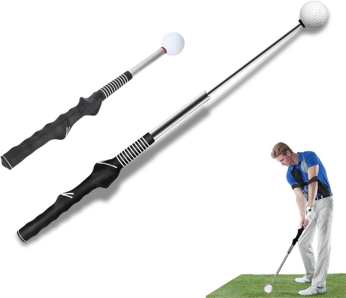 Golf Swing Trainer - Retractable Swing Training Aid van Metaal voor Links- en Rechtshandigen - Perfecte Warm-Up en Cadeau voor Mannen en Vrouwen